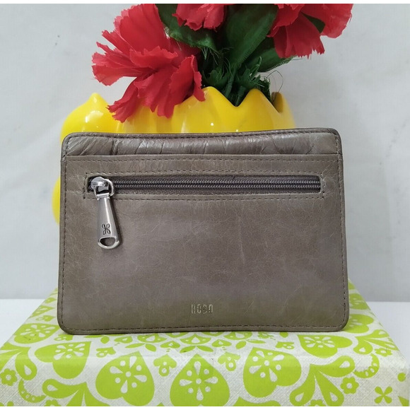 HOBO Gray Leather Credit Card ID Window Card Wallet - Picture 1 of 12